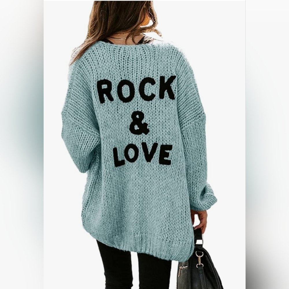 Women's baby blue cardigan sweater